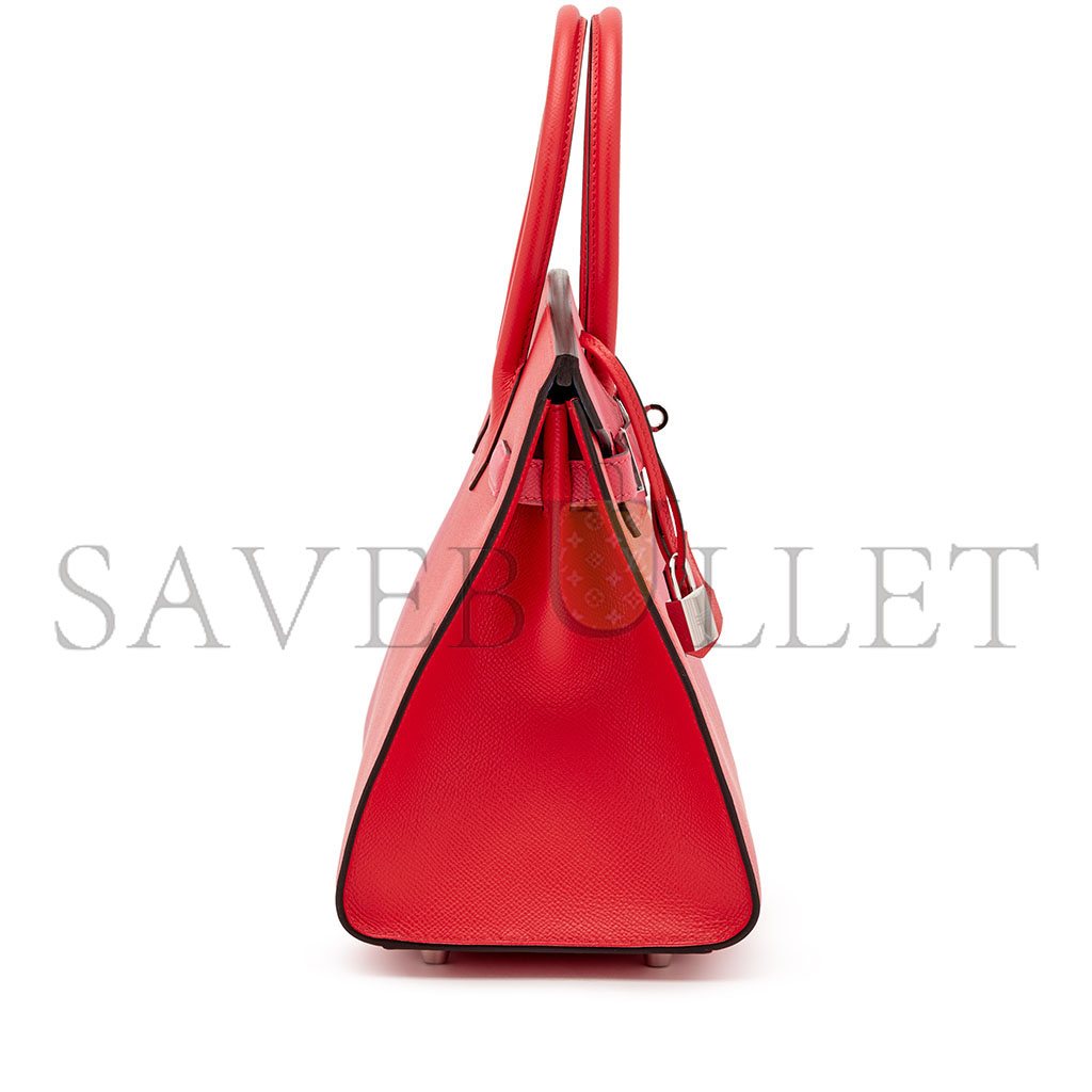 H**mes birkin 25 epsom in ultra pink and heart red with florida blue interior and silver buckle h028367cc02 (25*18*13cm)